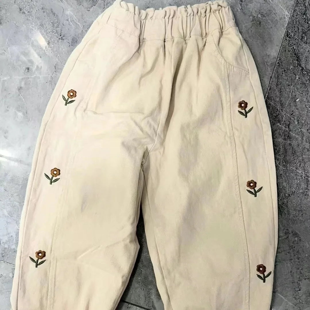 Flower Power Embroidery Trousers
