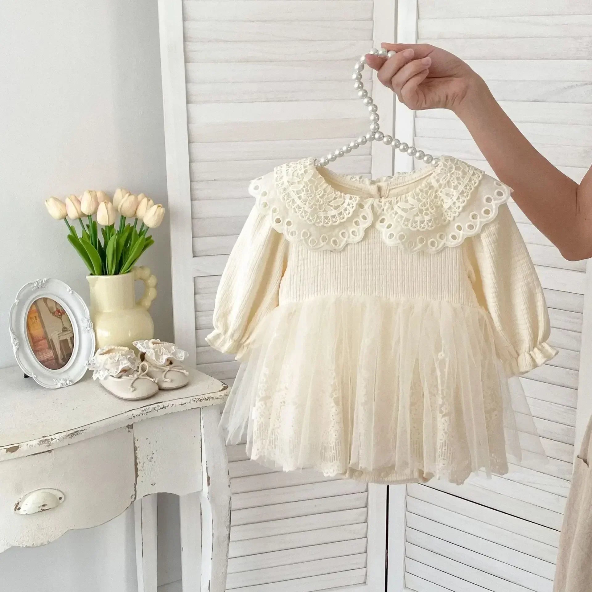 Pretty Collar Lace Tutu Romper Dress