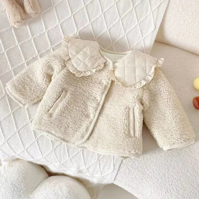 Pretty Ruffle Collar Fleece Coat