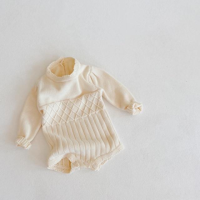 Cream Knitted Baby Onesie - Belle Baby