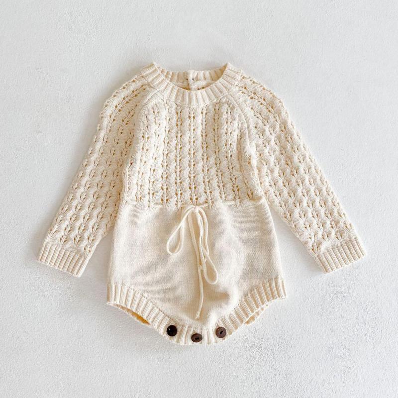 Cream Knitted Romper - Belle Baby