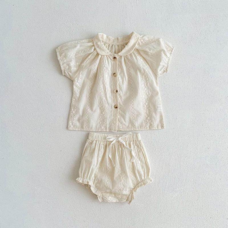 Embroidery Shirt & Ruffled Shorts Set - Belle Baby
