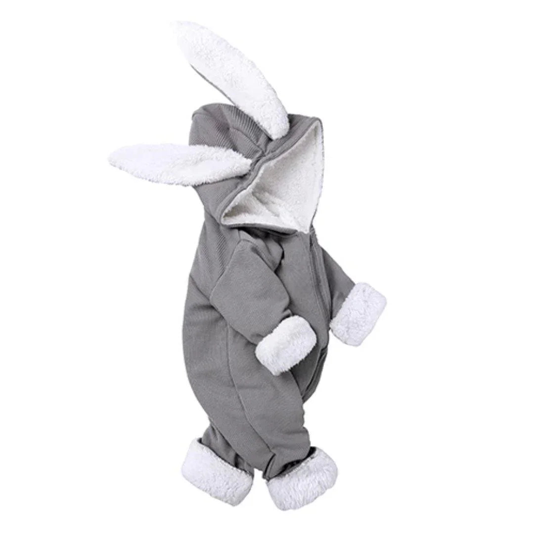 Stripe Textured Bunny Embroidered Dungaree Romper
