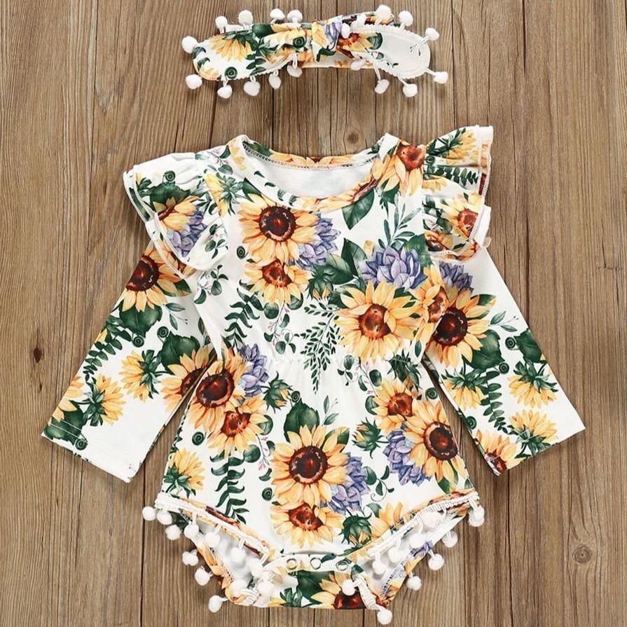 Floral Pom Pom Bodysuit - Belle Baby