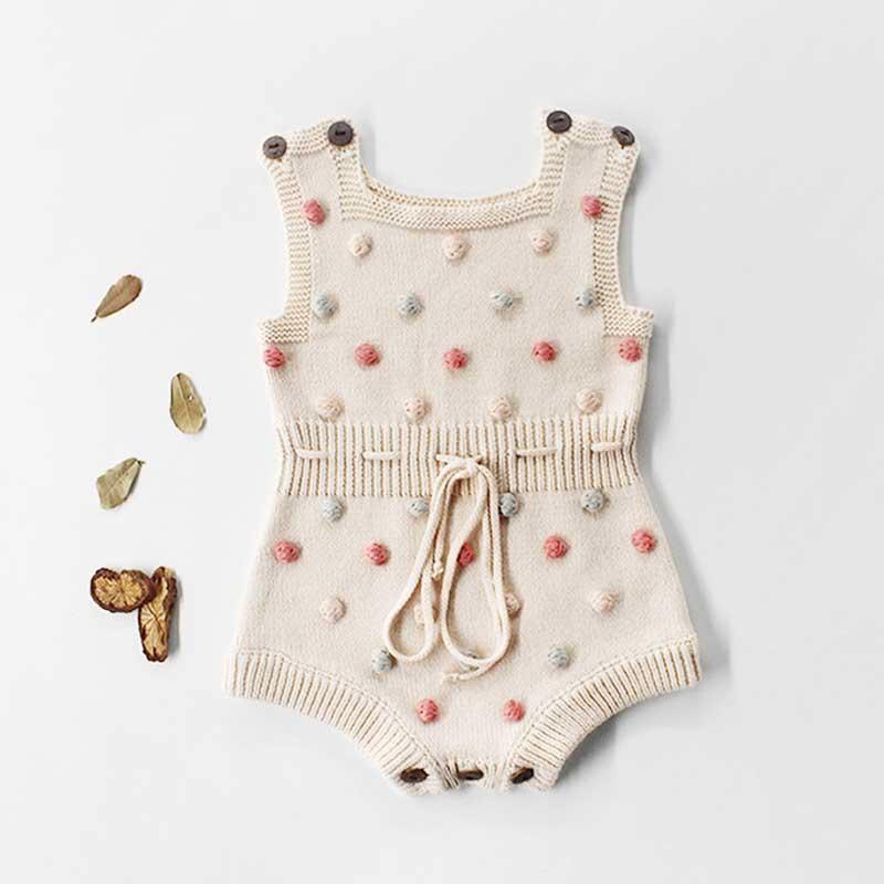 Knitted PomPom Overalls - Belle Baby