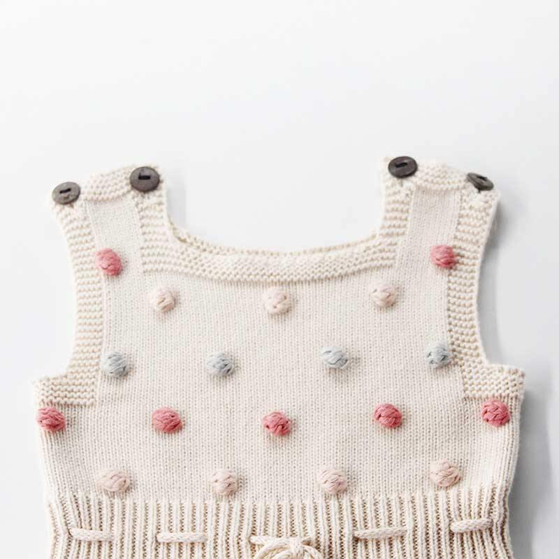 Knitted PomPom Overalls - Belle Baby