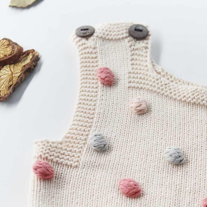 Knitted PomPom Overalls - Belle Baby
