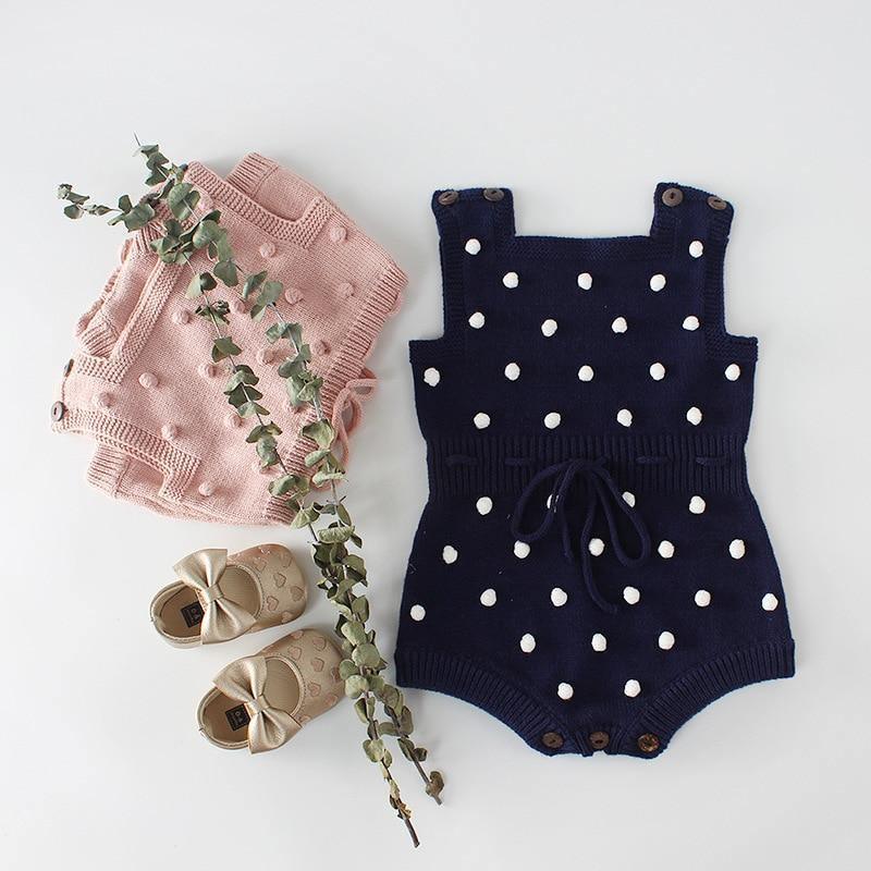 Knitted PomPom Overalls - Belle Baby