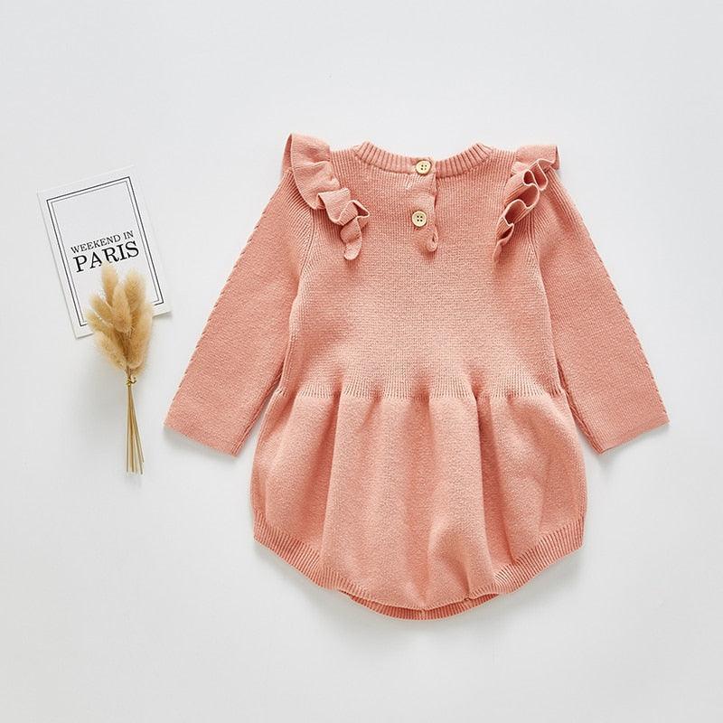 Knitted Ruffled Romper - Belle Baby