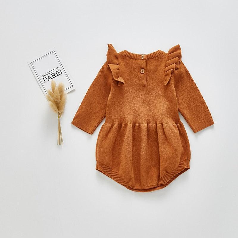 Knitted Ruffled Romper - Belle Baby