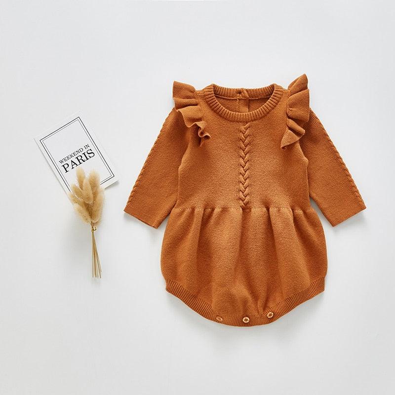 Knitted Ruffled Romper - Belle Baby