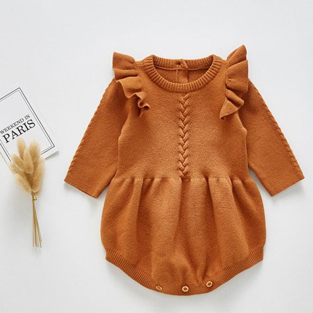 Knitted Ruffled Romper - Belle Baby