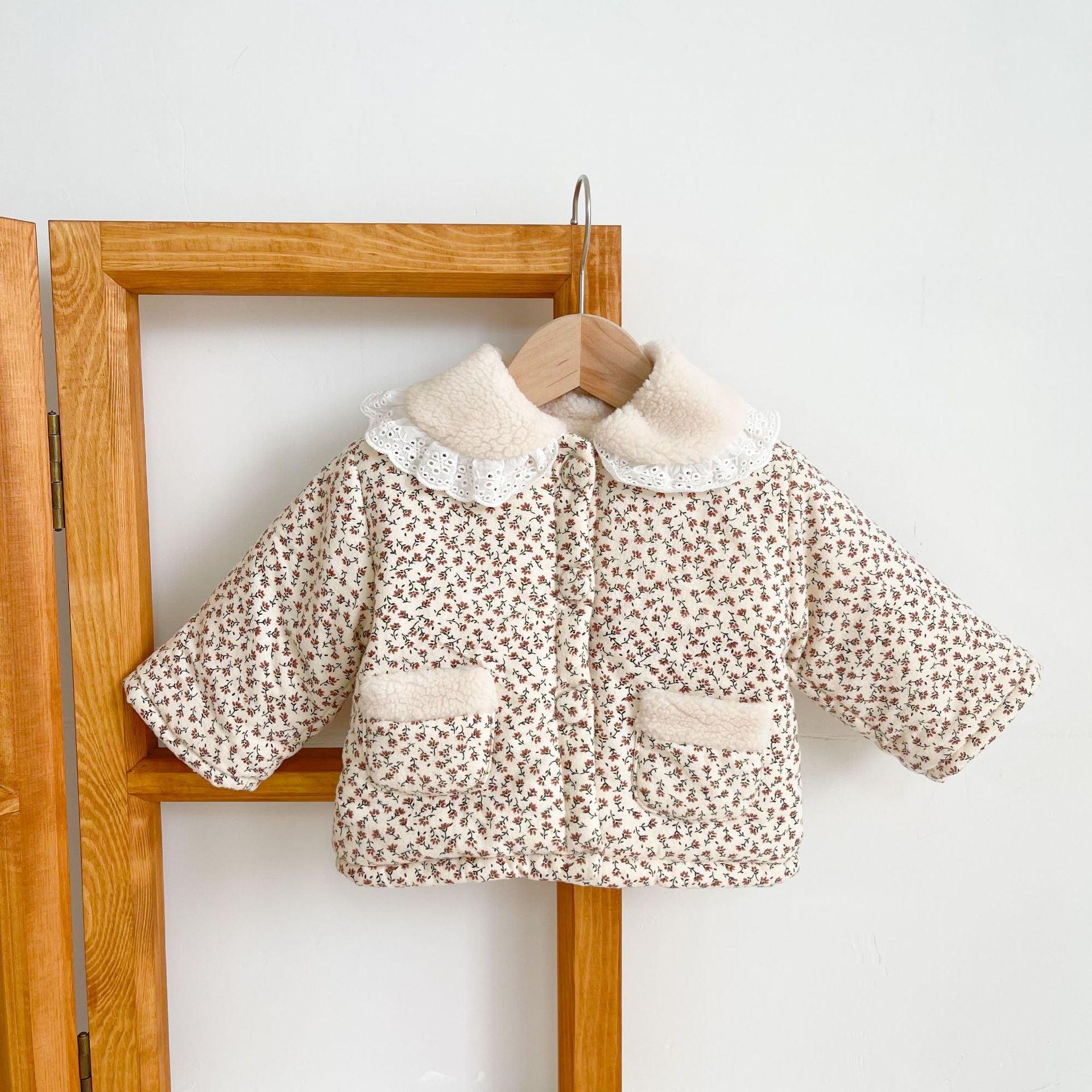 Lace Collar Floral Coat - Belle Baby