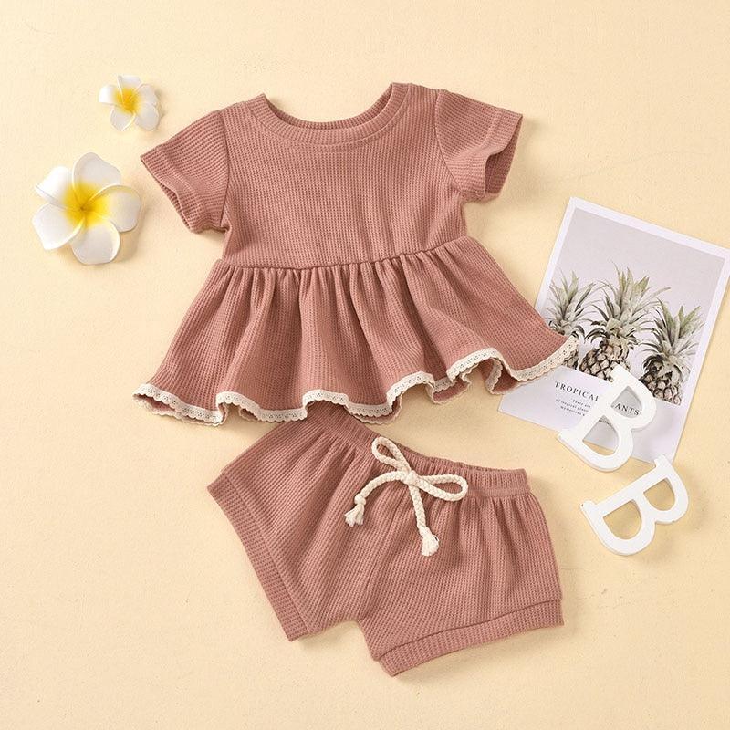 Pink Ruffled Top & Shorts Set - Belle Baby