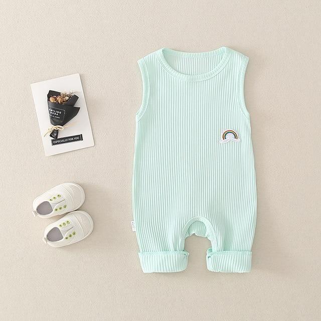 Rainbow Icon Knitted Sleeveless Romper - Belle Baby