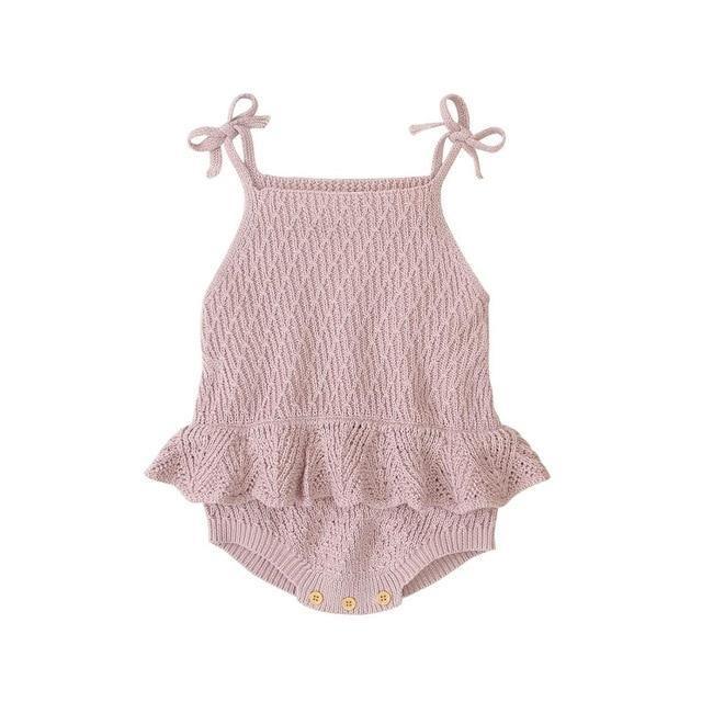 Strap Tie Knitted Romper - Belle Baby