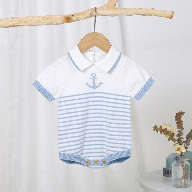 Striped Anchor Romper - Belle Baby