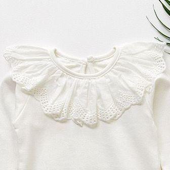 White Classic Peter Pan Collar Romper - Belle Baby