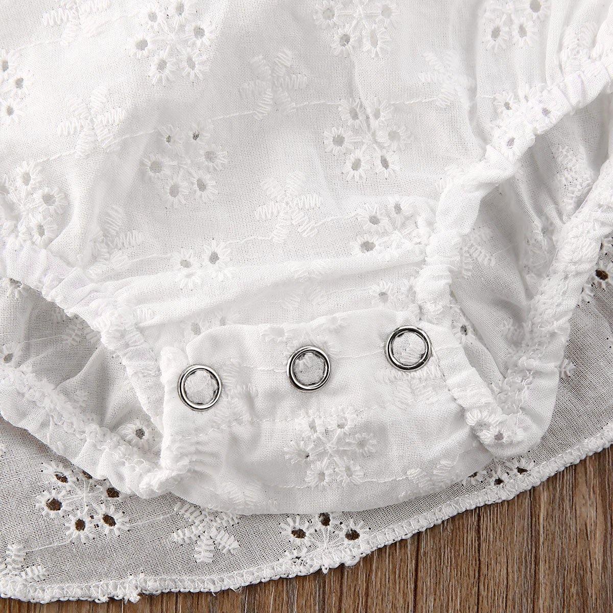 White Ruffle Romper Dress & Headband - Belle Baby